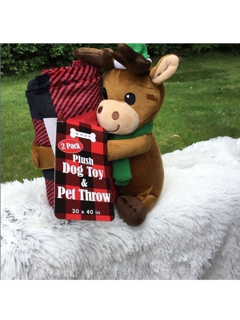 Kohl’s Exclusive Plush Dog Toy with squeaker and 30 x 40 throw